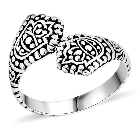 Sterling Silver ✦ Bypass Ring ✦ 4.23g Intricate Lightweight Boho Design NWT - Picture 3 of 7